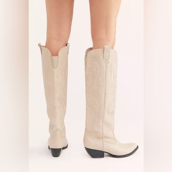 NEW FREE PEOPLE X JEFFREY CAMPBELL FINN TALL WESTERN BOOTS GREY - Picture 6 of 6